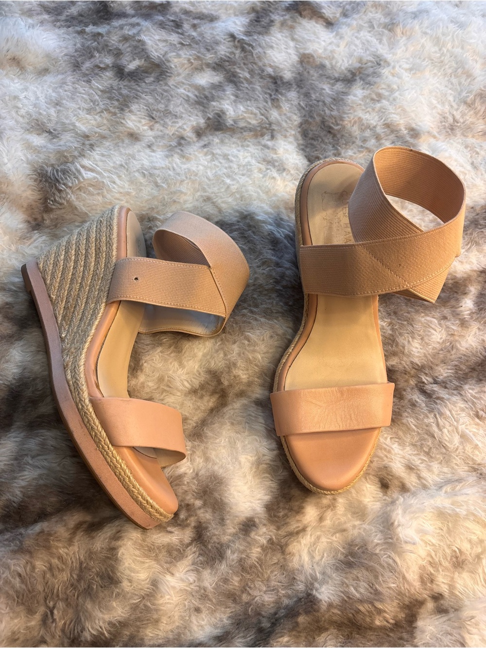 Cole Haan Blush Nude Espadrille Wedge Sandals